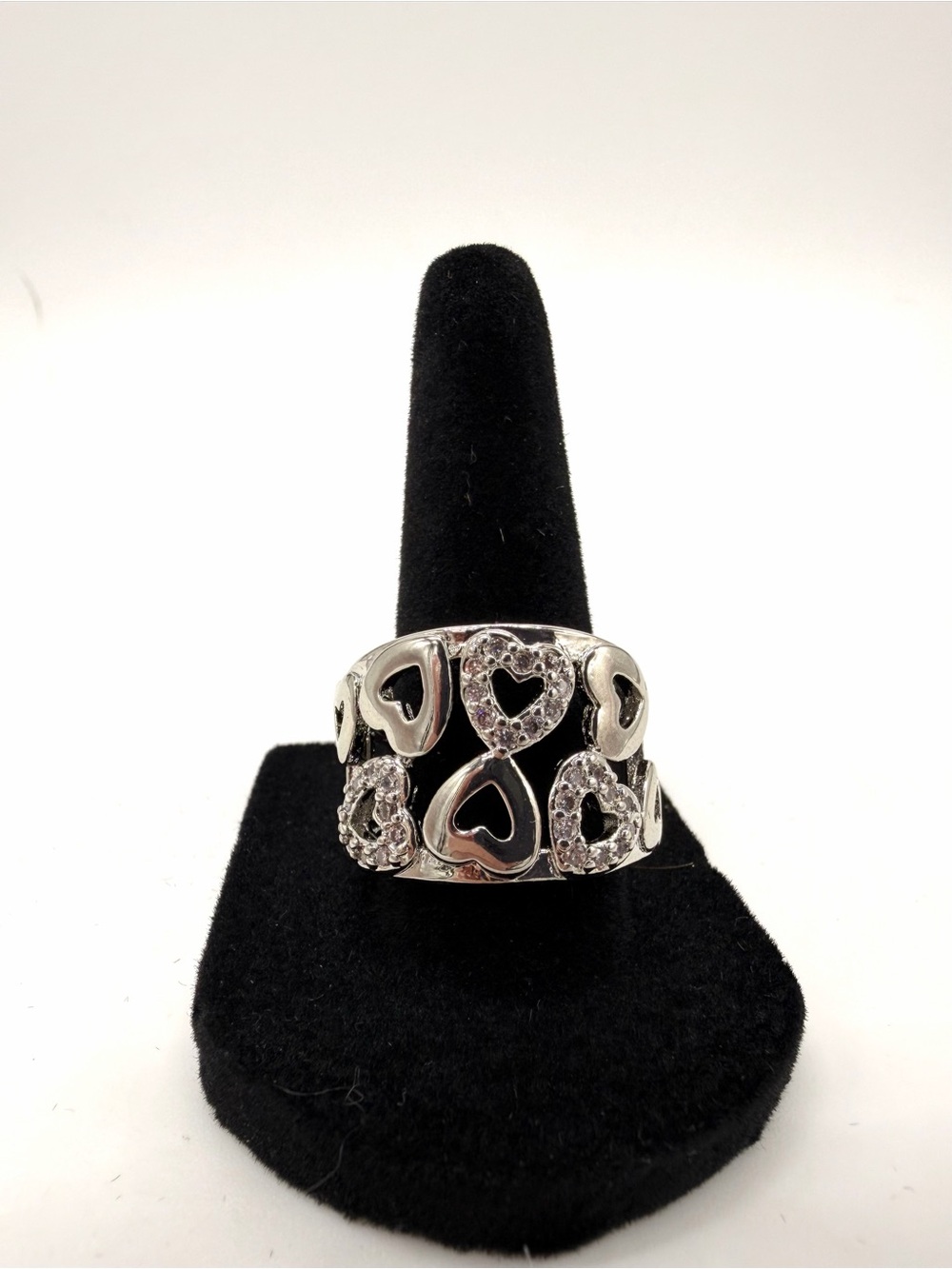 Solid 925 Sterling Silver Wide Heart Cutout Statement Band Ring